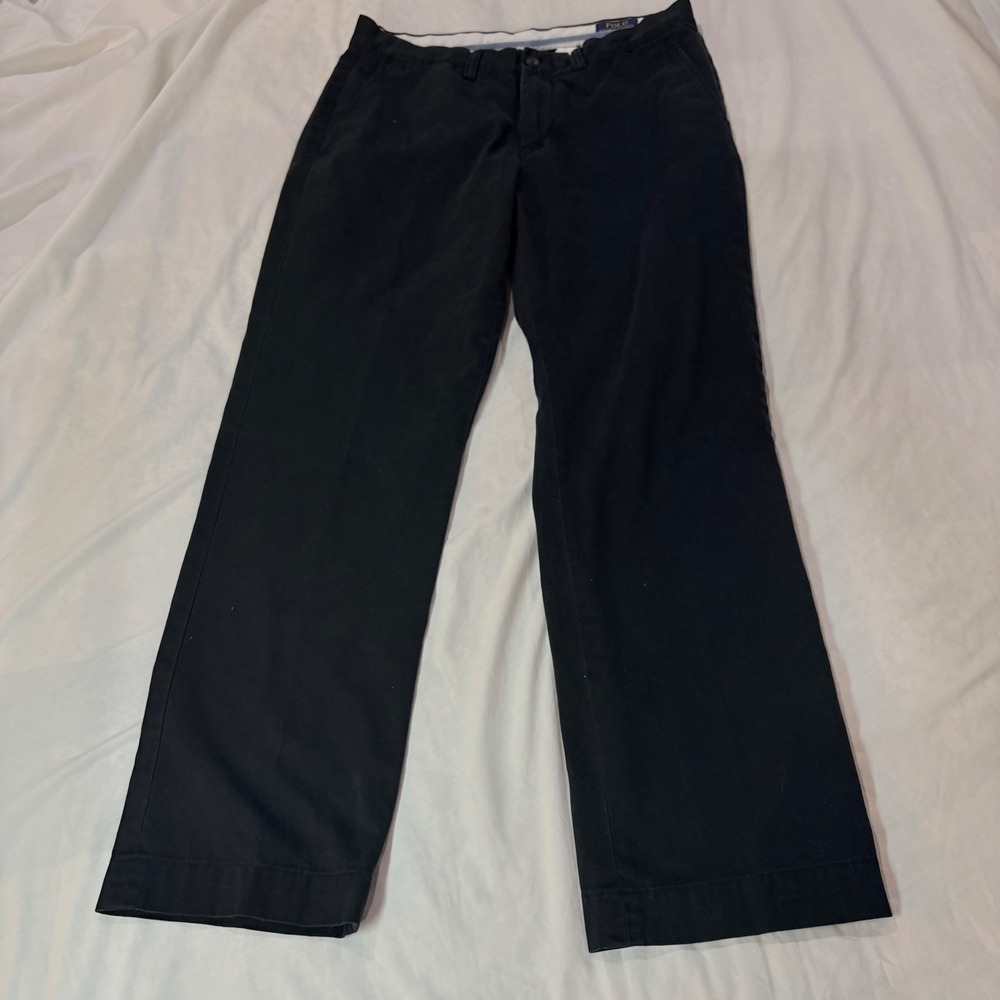 Polo Ralph Lauren Mens Black Cotton Chino Pants Straight Leg 32x30 Classic Fit